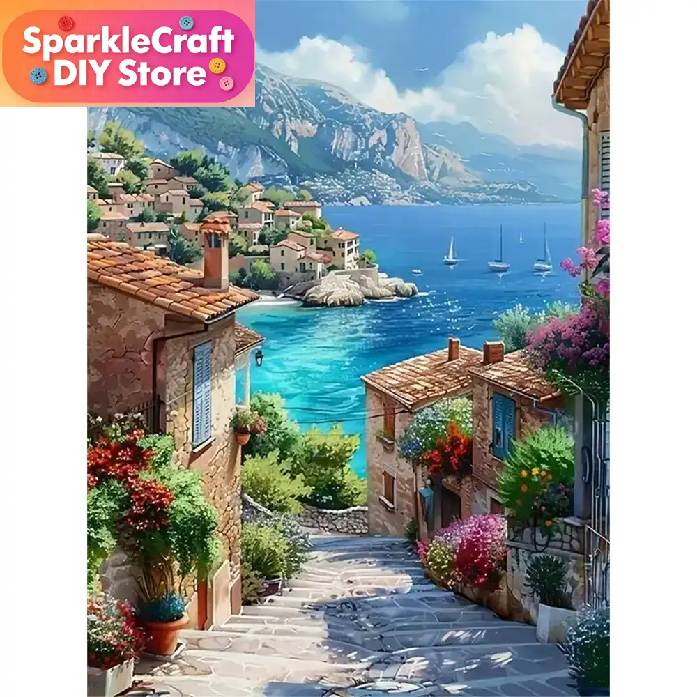 Photo Mosaic Print - 1 adet çerçevesiz Elmas Boyama Sokak