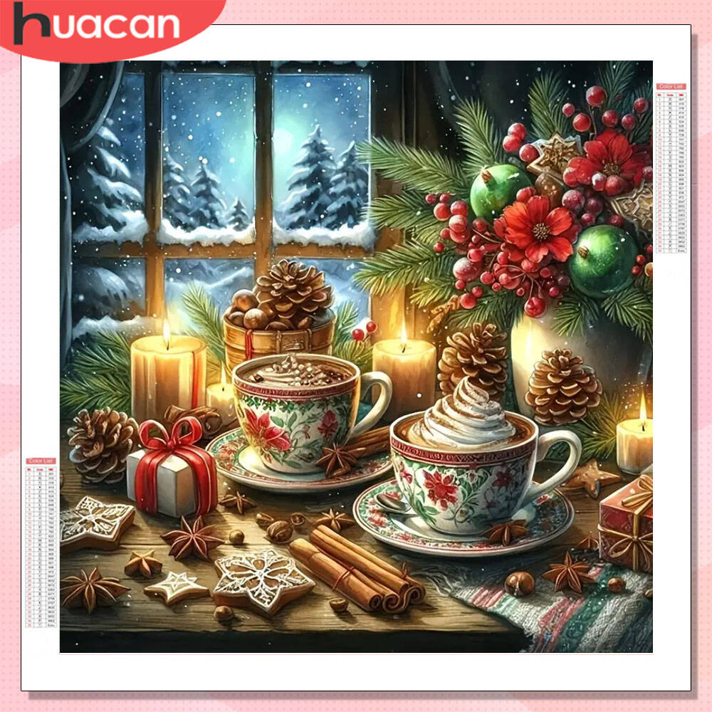 Photo Mosaic Print - HUACAN Elmas Boyama Kahve Fincanı Noel