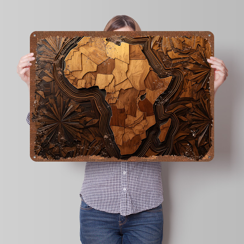 Custom Map Poster - Afrika Haritası Ahşap Oyma Sanatı Baskılı