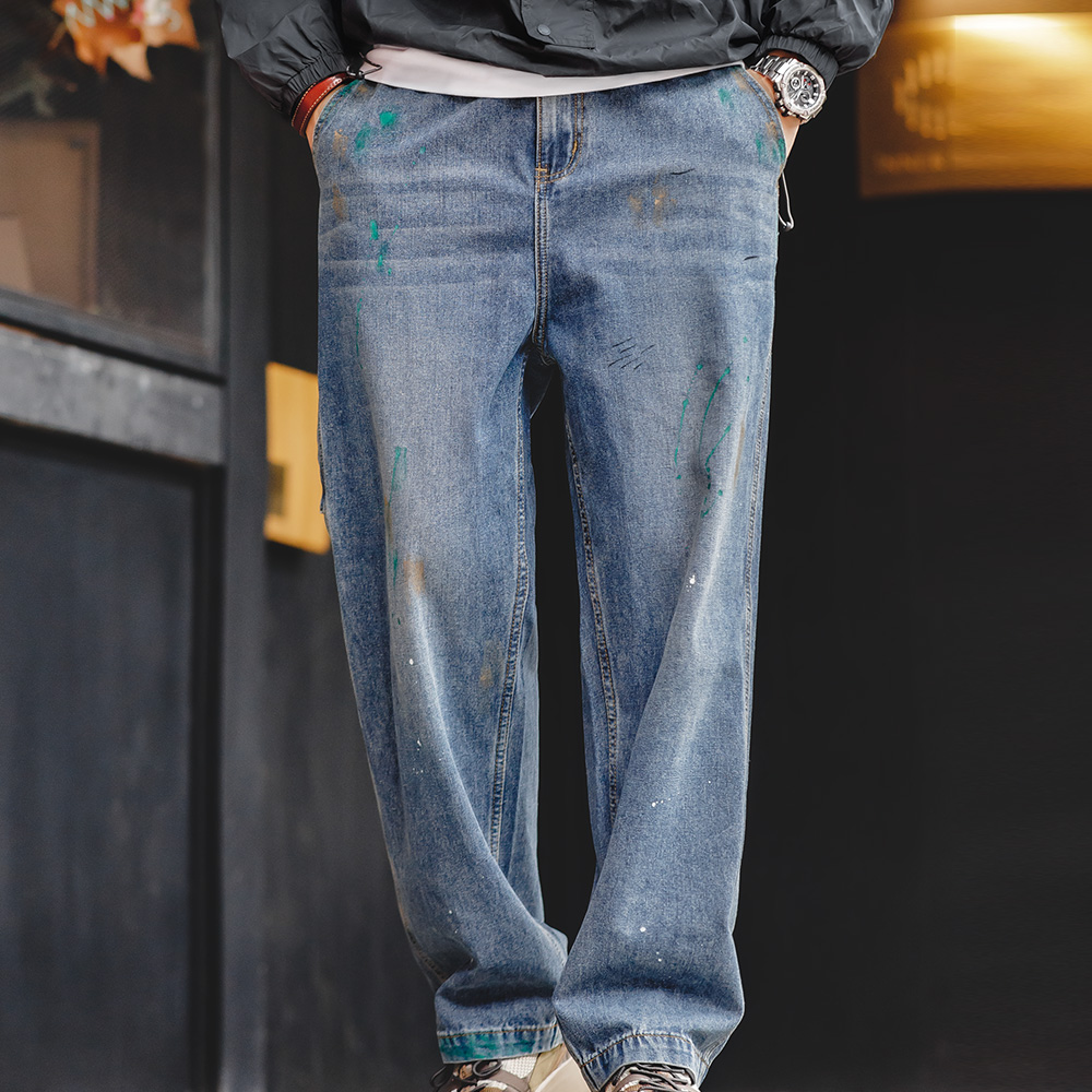 Levis Jeans 501 - Maden Açık Mavi Sıçrama-mürekkep Graffiti Kot