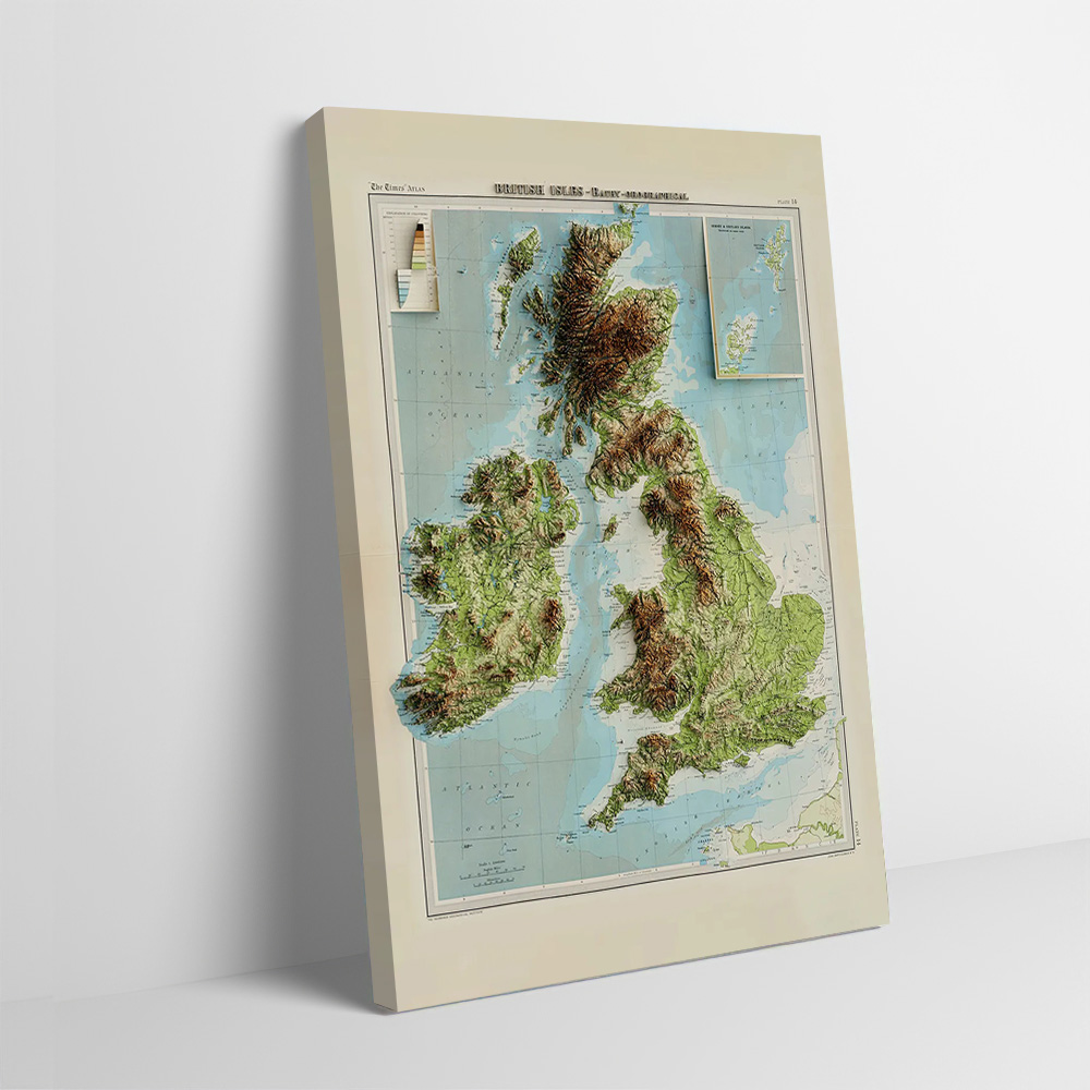 3D kabartma haritası 1922 İngi - Custom Map Poster incelemesi ve fiyatı
