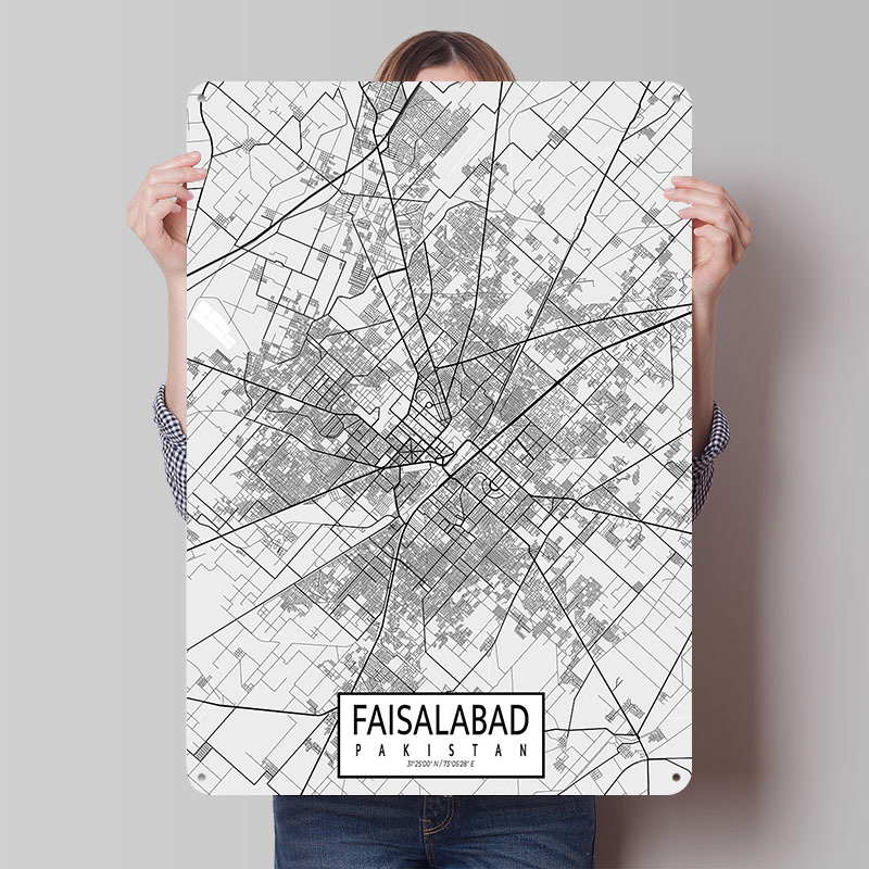 Faisalabad Şehir Haritası Paki - Custom Map Poster incelemesi ve fiyatı