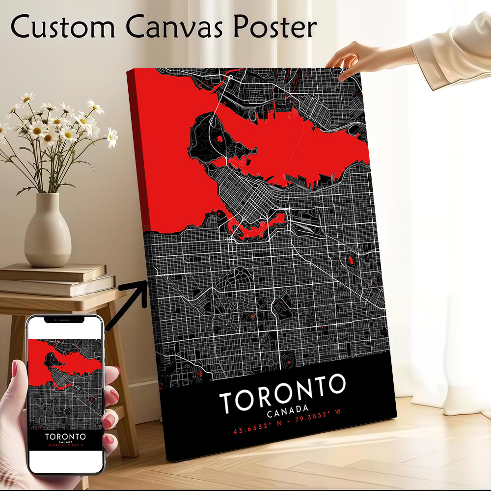Toronto Karanlık Harita Kanvas - Custom Map Poster incelemesi ve fiyatı