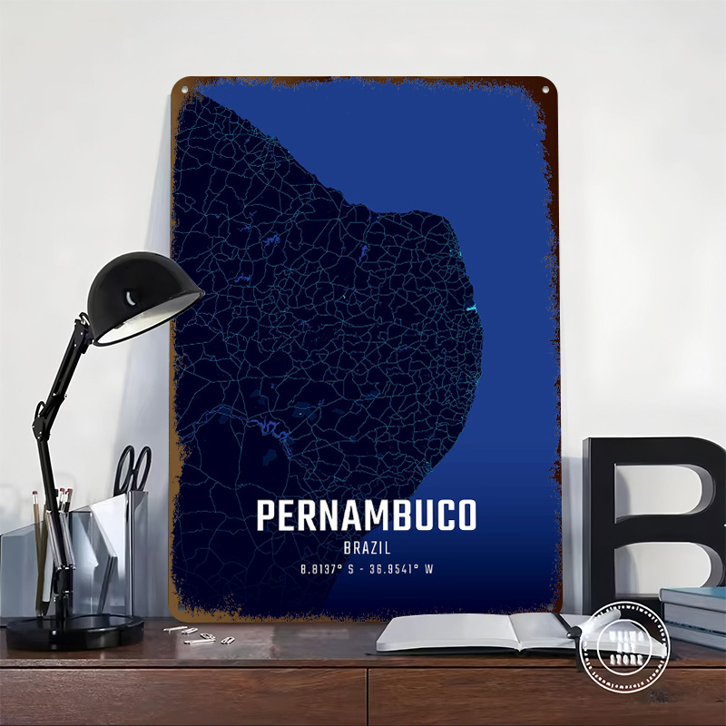 Pernambuco Gece Yarısı Şehir H - Custom Map Poster incelemesi ve fiyatı